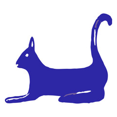 Blue cat hand drawn © Vexels