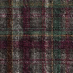 Dark-toned plaid tweed fabric with mixed color threads