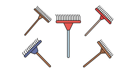 Hay rake Line art vector set minimal elegant tone © Ramjan