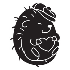 Cute hedgehog with hat black © Vexels