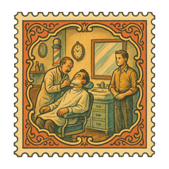 Obraz premium PNG Vintage barber shop illustration