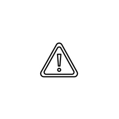 Outline warning sign with exclamation mark on white