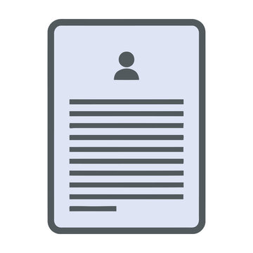 Silhouette icon of document with person symbol on light gray background