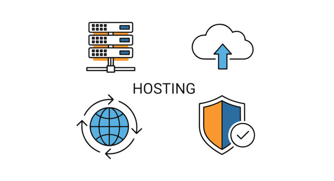Hosting Line art minimal bold color vector