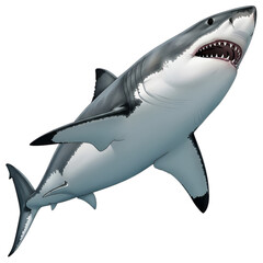 Fototapeta premium A gray shark with open mouth isolated on transparent background
