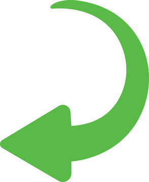 Green Curved Arrow Icon Group in Flat Style Vector, Direction Pointer Navigation Symbol Bundle Pack, Swirl Rotate Flow Sign Silhouette Outline Design