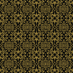 Fototapeta premium Golden Ornate Pattern on Black Background
