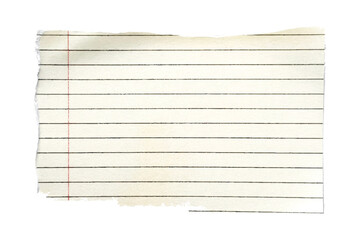 Obraz premium Torn Lined Notebook Paper Scrap Isolated on White Background.