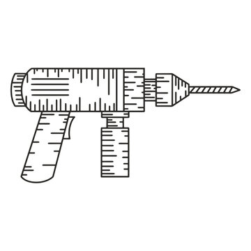 Construction driller hand drawn