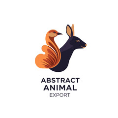 Abstract logo with stylized bird and kangaroo for animal export business