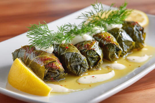 Stuffed Grape Leaves with Dill and Lemon