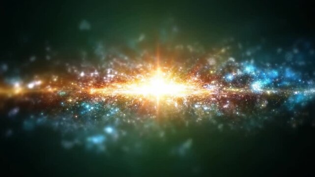Celestial Symphony: An eye-level shot captures a radiant cosmic vista, where vibrant hues and celestial elements intermingle.