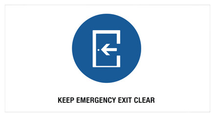 Fototapeta premium A blue and white safety sign with an arrow pointing left on a clear background.