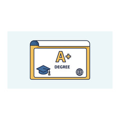 A+ Degree Achievement & Academic Success Certificate Illustration
