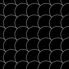 Japan traditional ethnic ornament with repeated scallops. Fish scale wallpaper. Repeat scallop background. Seamless surface pattern design with scales. Ancient japanese motif. Squama digital paper. © funkyplayer