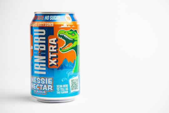 A of Irn Bru Xtra against a White Background
