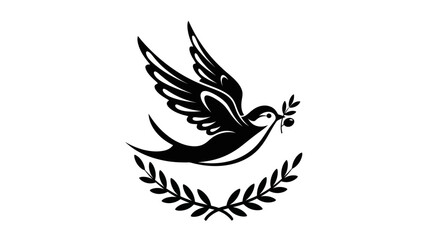 Obraz premium Flying dove with olive branch vector