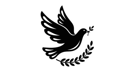 Obraz premium Flying dove with olive branch vector