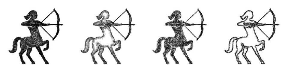 Fototapeta premium Sketch centaur icon design set