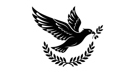 Flying dove with olive branch vector