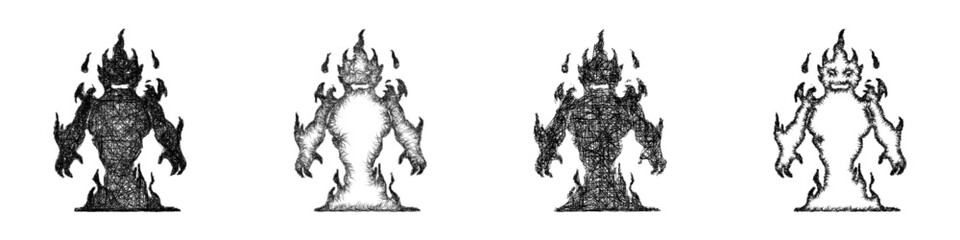 Fototapeta premium Sketch fire elemental icon design set