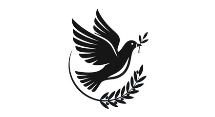 Obraz premium Flying dove with olive branch vector