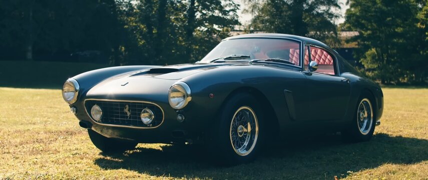 Ferrari 250 SWB, Legend super sports car. Retro photo. old car on a road