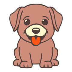 Obraz premium A cute cartoon dog with its tongue out sitting on a plain background