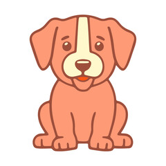 Fototapeta premium A cute cartoon dog sitting on a white background with a happy expression