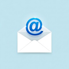 Envelope with email symbol icon representing online mail communication concept in clean vector design style