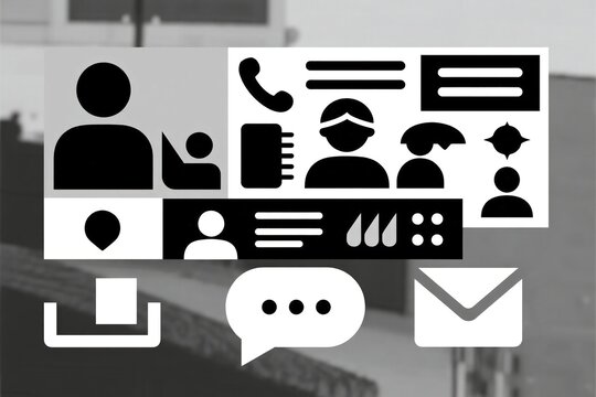 Communication icons on blurred background