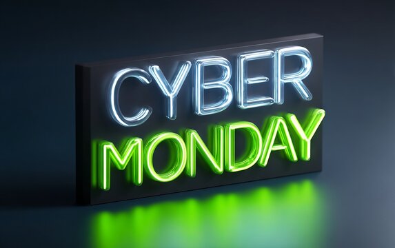 Neon Sign for Cyber Monday Sale with Metallic Style and Bright Colors