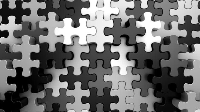 Puzzles Form a Wave. Abstract motion, 3d rendering, 4k resolution
