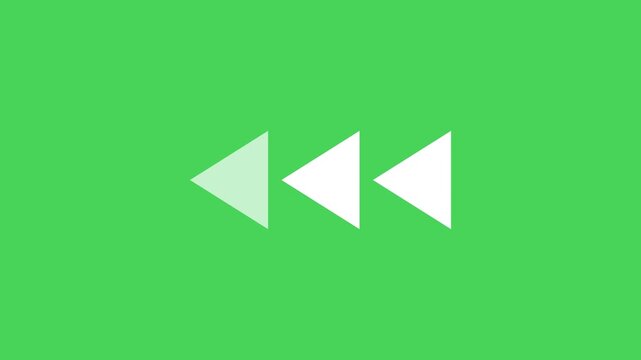 Animated Rewind Icon: Modern UI UX Media Player Button Animation with Green Screen