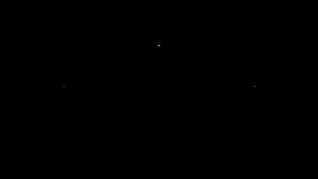 Sparkling star twinkle animation with green cartoon doodle flat vector style, glitter shine and blinking, fast glowing line motion, animated shine stars on black screen background, 4k animation.