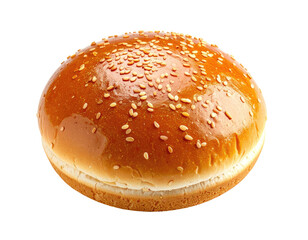 Golden-brown bun with a shiny top sprinkled with white sesame seeds