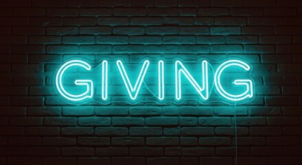 Fototapeta premium Bright turquoise neon sign spelling 