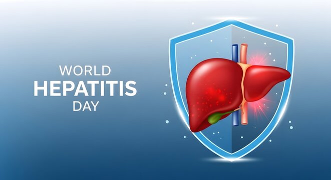 World hepatitis day awareness with liver illustration