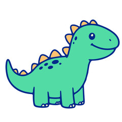 Obraz premium A cheerful green dinosaur with a smile and spiky back in a cartoon style
