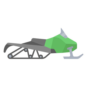 Green semi flat snowmobile