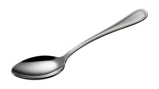 Shiny silver spoon on white background metal cutlery