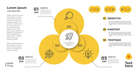 Infographic chart diagram trendy style for presentation, start up project, business strategy, theory basic operation, logic analysis. Venn diagram vector