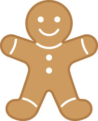 Obraz premium Simple illustration of a classic gingerbread man cookie with a smiling face