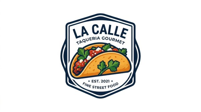 Gourmet street food taco taqueria logo emblem