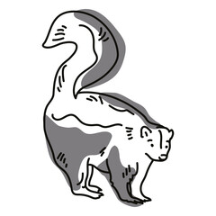 Fototapeta premium Color stroke semi colored skunk