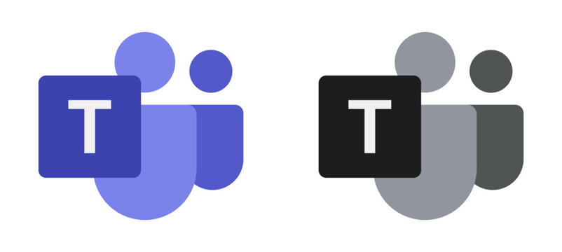 Microsoft Teams style team group icon with letter T in blue light mode and black dark mode on a transparent background