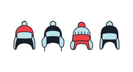 Fototapeta premium Snow Hat Line art vector set minimal abstract color illustration
