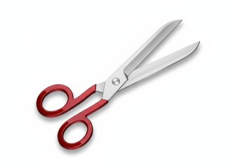 Obraz premium Sharp Red Handled Scissors Isolated on White Background