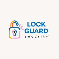 Lock Guard Security Logo with Protection Shield, Modern Safety Lock Company Branding Logo, Property Protection Security Brand Logo Template, Professional Lock Safety Business Logo Design, Creative Gua