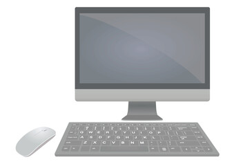 Fototapeta premium Grey desktop computer. vector illustration